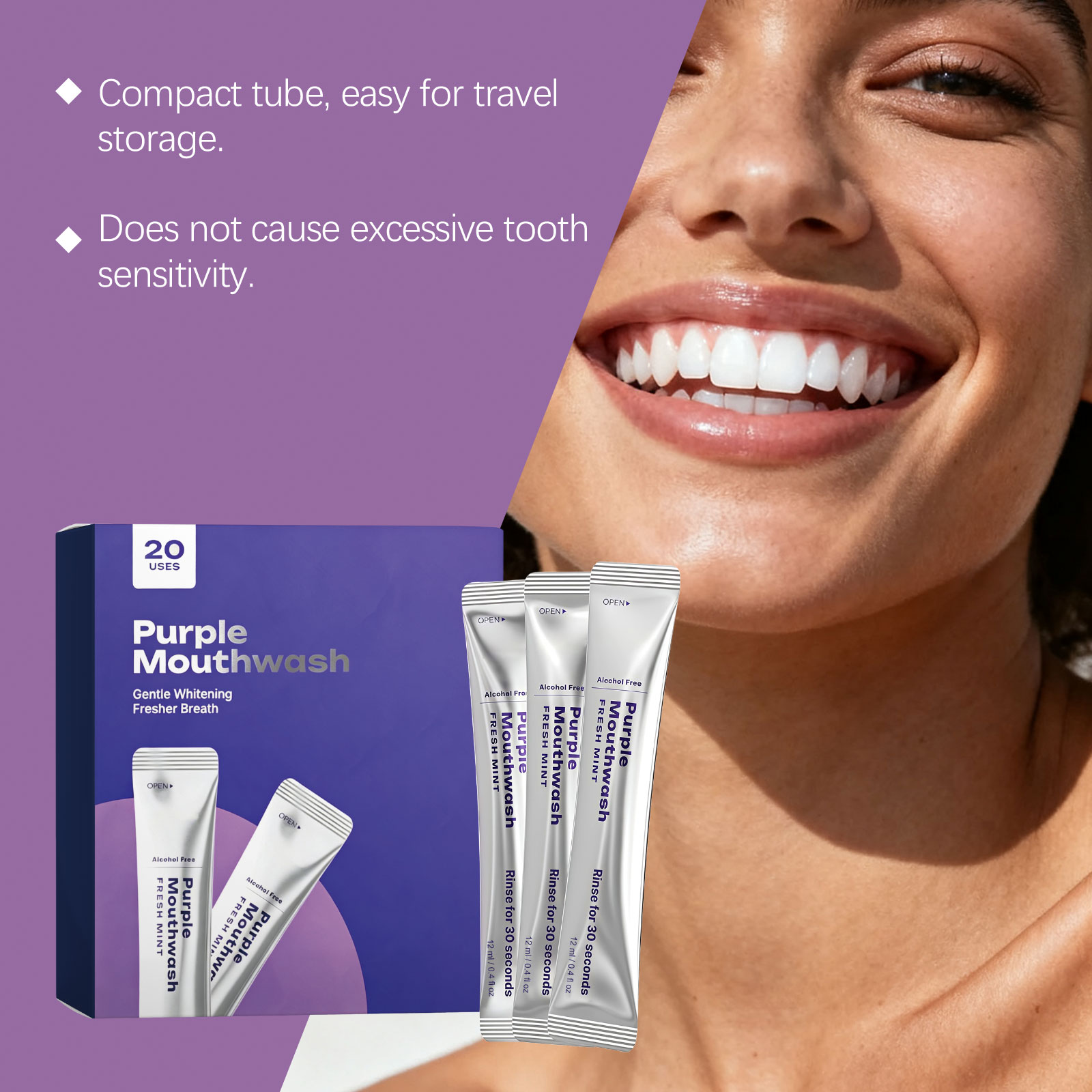 Bandes de bain de bouche viole - Teeth Whitening Promotion avis et prix